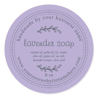 Rustic Handmade Lavender Soap Purple Classic Round Sticker