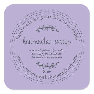 Rustic Handmade Lavender Soap Purple Square Sticker