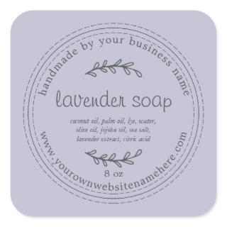Rustic Handmade Lavender Soap Purple Square Sticker