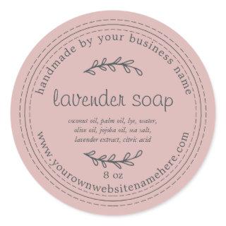 Rustic Handmade Lavender Soap Silver Pink Classic Round Sticker