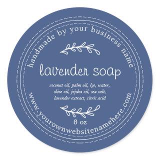 Rustic Handmade Lavender Soap True Blue Classic Round Sticker
