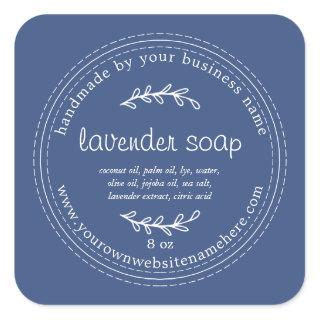 Rustic Handmade Lavender Soap True Blue Square Sticker