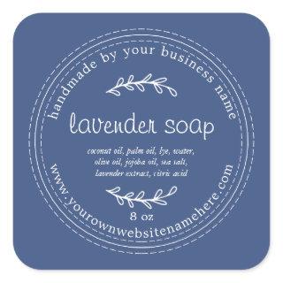 Rustic Handmade Lavender Soap True Blue Square Sticker