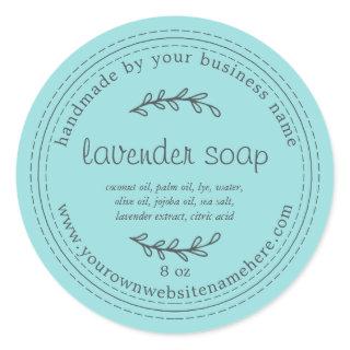 Rustic Handmade Lavender Soap Turquoise Blue Classic Round Sticker