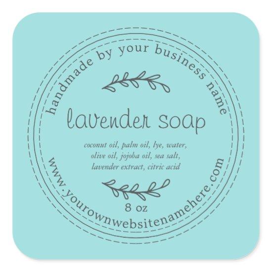 Rustic Handmade Lavender Soap Turquoise Blue Square Sticker