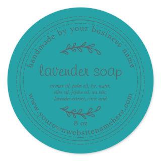 Rustic Handmade Lavender Soap Viridian Green Classic Round Sticker