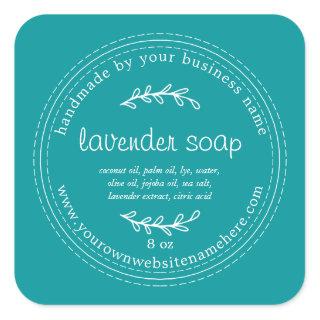 Rustic Handmade Lavender Soap Viridian Green Square Sticker
