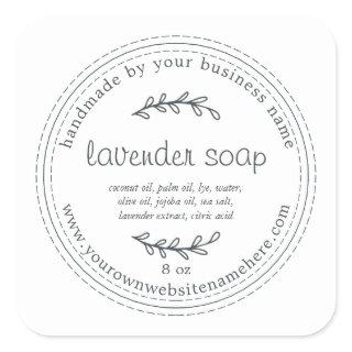 Rustic Handmade Lavender Soap White Square Sticker