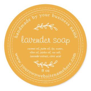 Rustic Handmade Lavender Soap Yellow Classic Round Classic Round Sticker