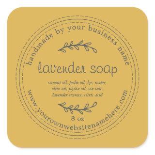 Rustic Handmade Lavender Soap Yellow Square Sticker
