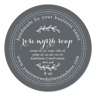 Rustic Handmade Rose Myrrh Soap Off-Black Classic Round Sticker