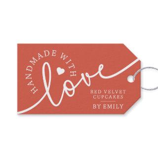 Rustic Handmade with Love Script Heart Baked Goods Gift Tags