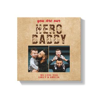 Rustic Hero Daddy Father`s Day 2 Photo Collage Canvas Print