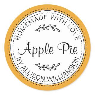 Rustic Homemade Apple Pie Mellow Yellow Classic Round Sticker