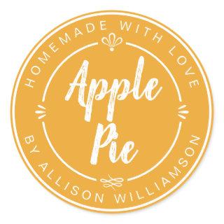 Rustic Homemade Apple Pie Mellow Yellow Classic Round Sticker