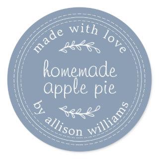 Rustic Homemade Baked Goods Apple Pie Blue Classic Round Sticker