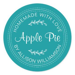 Rustic Homemade Baked Goods Apple Pie Green Classic Round Sticker