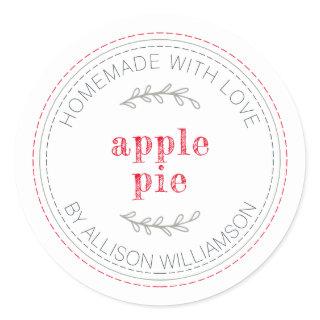 Rustic Homemade Baked Goods Apple Pie White Classic Round Sticker