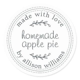 Rustic Homemade Baked Goods Apple Pie White Classic Round Sticker