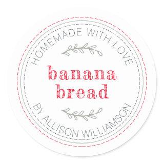 Rustic Homemade Baked Goods Banana Bread Classic Round Sticker