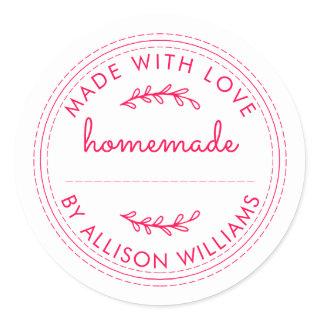 Rustic Homemade Baked Goods Jam Bright Pink Classic Round Sticker