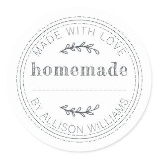 Rustic Homemade Baked Goods Jam Can Black White Classic Round Sticker