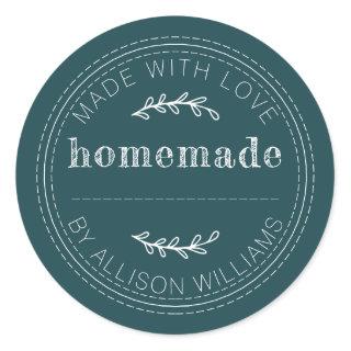 Rustic Homemade Baked Goods Jam Can Deep Teal Classic Round Sticker