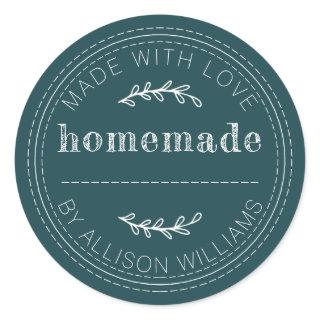 Rustic Homemade Baked Goods Jam Can Deep Teal Classic Round Sticker