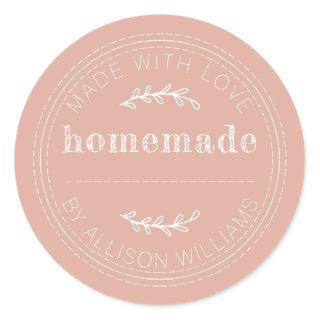 Rustic Homemade Baked Goods Jam Can Dusty Pink Classic Round Sticker