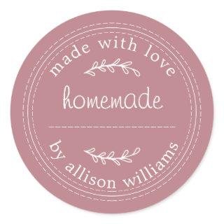 Rustic Homemade Baked Goods Jam Can Dusty Rose Classic Round Sticker