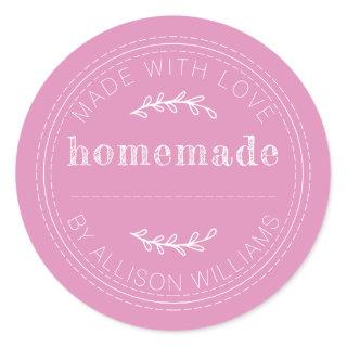 Rustic Homemade Baked Goods Jam Can Fuchsia Pink Classic Round Sticker
