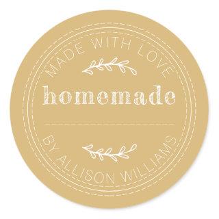 Rustic Homemade Baked Goods Jam Can Gold Yellow Classic Round Sticker