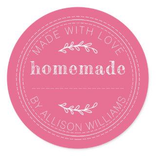 Rustic Homemade Baked Goods Jam Can Hot Pink Classic Round Sticker