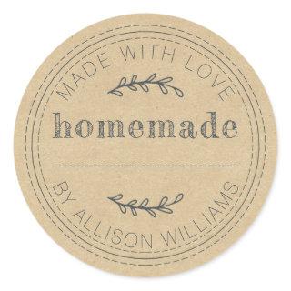 Rustic Homemade Baked Goods Jam Can Kraft Paper Classic Round Sticker