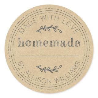 Rustic Homemade Baked Goods Jam Can Kraft Paper Classic Round Sticker