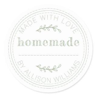 Rustic Homemade Baked Goods Jam Can Laurel Green Classic Round Sticker