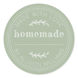 Rustic Homemade Baked Goods Jam Can Laurel Green Classic Round Sticker