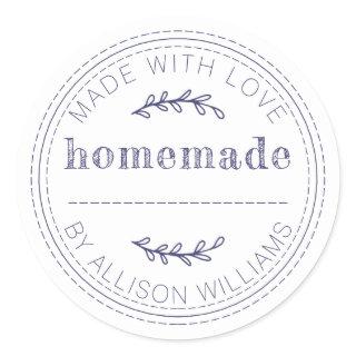 Rustic Homemade Baked Goods Jam Can Navy Blue Classic Round Sticker