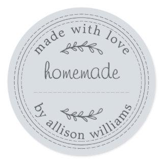 Rustic Homemade Baked Goods Jam Can Pastel Blue Classic Round Sticker