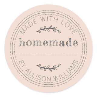 Rustic Homemade Baked Goods Jam Can Peach Dust Classic Round Sticker