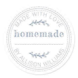 Rustic Homemade Baked Goods Jam Can Vintage Blue Classic Round Sticker