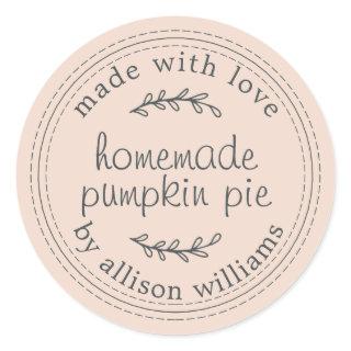 Rustic Homemade Baked Pumpkin Pie Peach Dust Classic Round Sticker