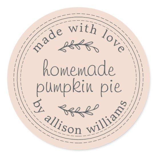 Rustic Homemade Baked Pumpkin Pie Peach Dust Classic Round Sticker
