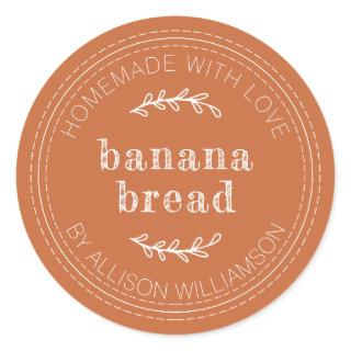 Rustic Homemade Banana Bread Burnt Orange Classic Round Sticker