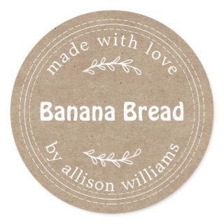 Rustic Homemade Banana Bread Kraft Paper Classic Round Sticker
