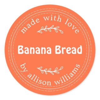 Rustic Homemade Banana Bread Orange Classic Round Sticker