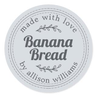 Rustic Homemade Banana Bread Pastel Blue Classic Round Sticker