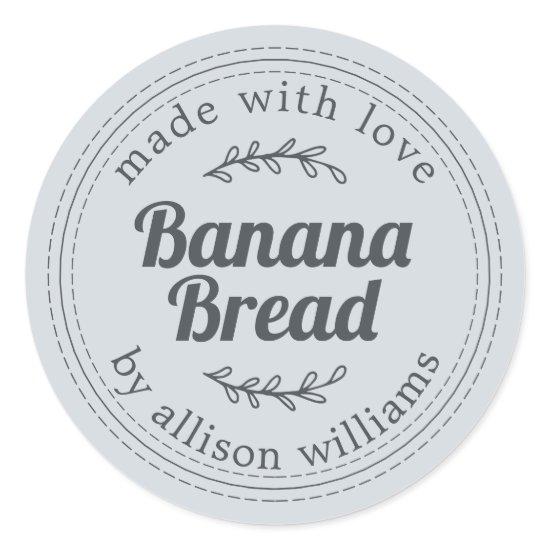 Rustic Homemade Banana Bread Pastel Blue Classic Round Sticker