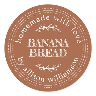 Rustic Homemade  Banana Bread TerraCotta Classic Round Sticker