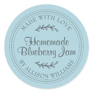 Rustic Homemade Blueberry Jam Canning Blue Glow Classic Round Sticker